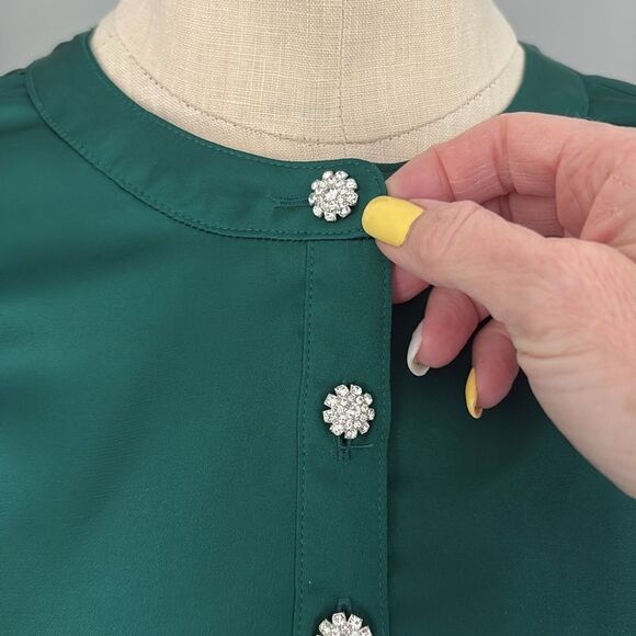 Talbots Rhinestone Button Blouse Size SP - Picture 4 of 11